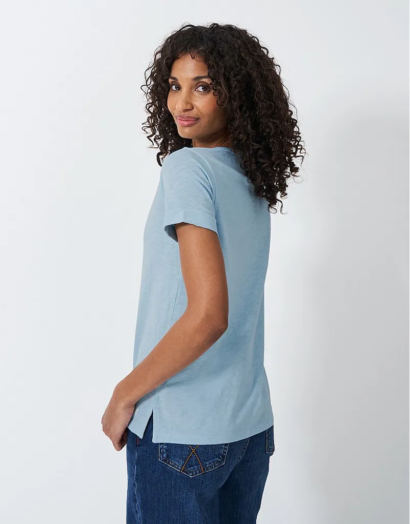 Crew Slub Crew Neck TShirt Cool Blue-3