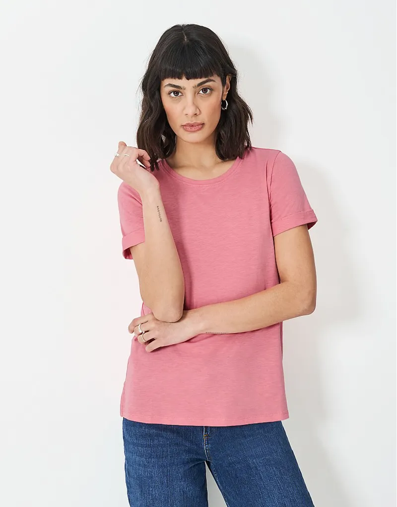 Crew Slub Crew Neck TShirt Flamingo-2