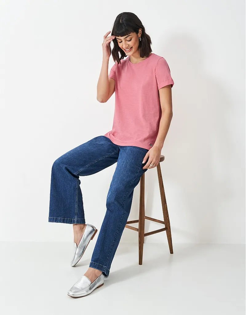 Crew Slub Crew Neck TShirt Flamingo-4