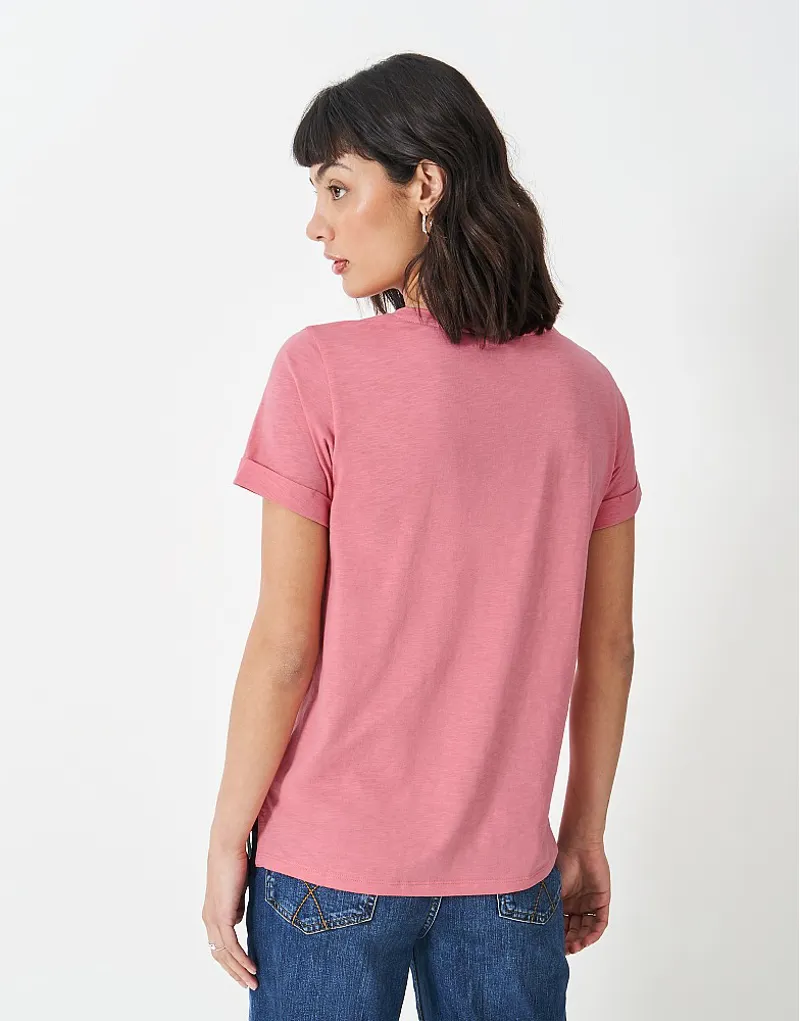 Crew Slub Crew Neck TShirt Flamingo-3