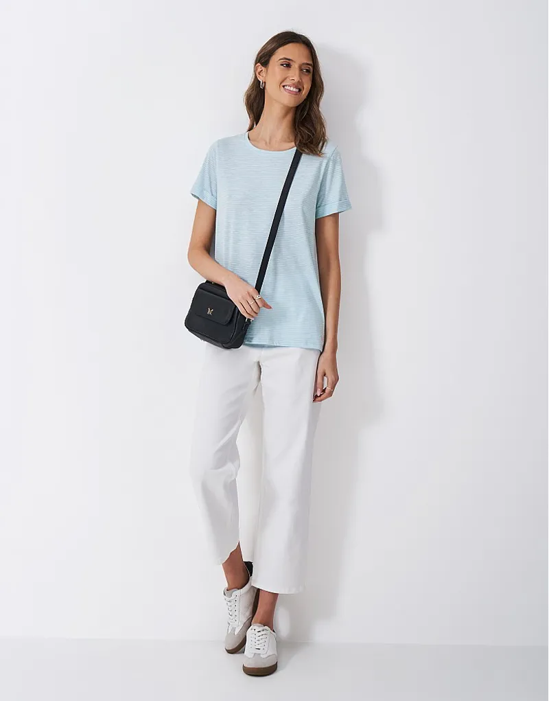 Crew Stripe Crew Neck Slub Tee Blue White-5