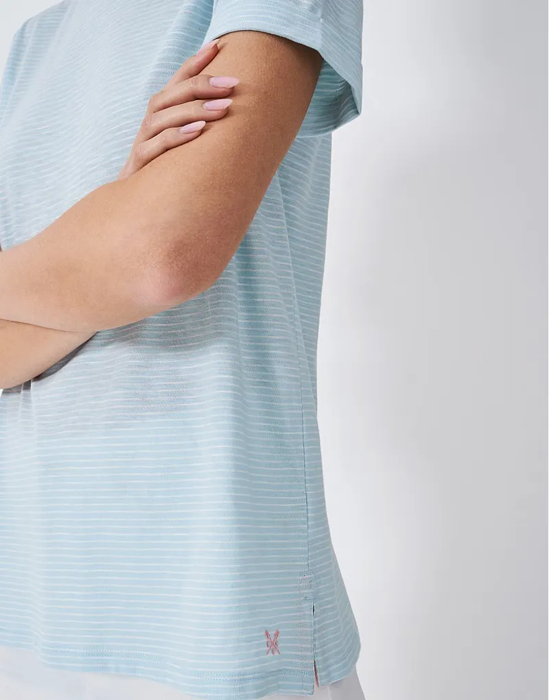 Crew Stripe Crew Neck Slub Tee Blue White-4