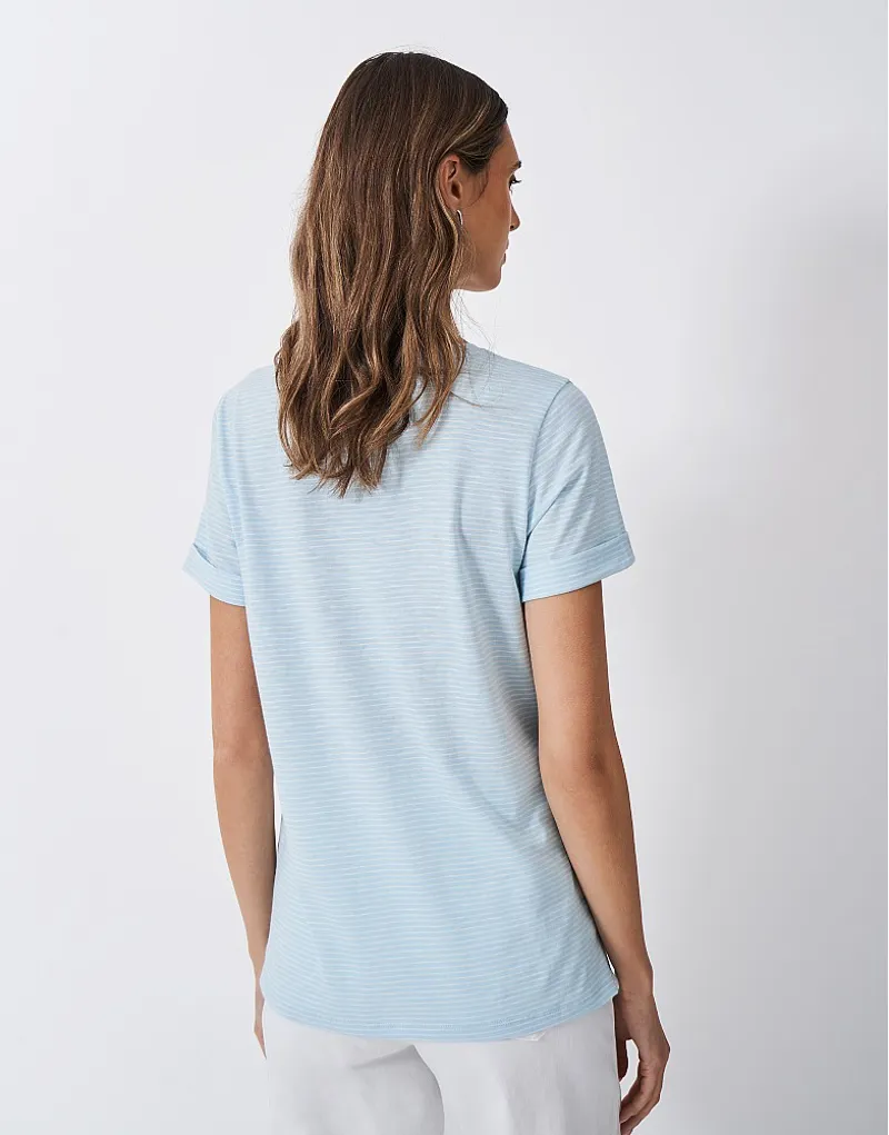 Crew Stripe Crew Neck Slub Tee Blue White-3