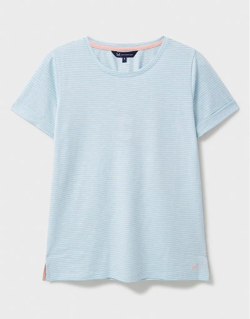 Crew Stripe Crew Neck Slub Tee Blue White-1