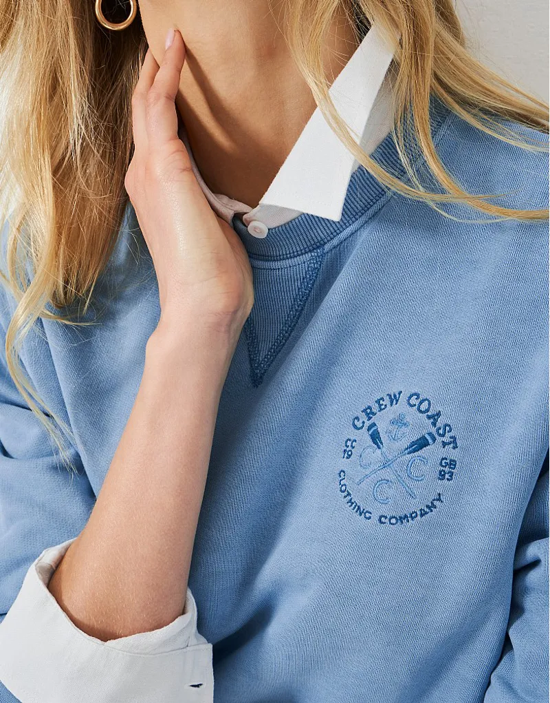 Crew Pigment Dyed Crew Neck Sweatshirt Blue-3