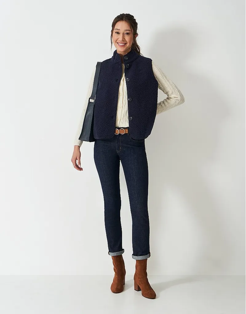 Crew Clothing Borg Gilet in Navy-1
