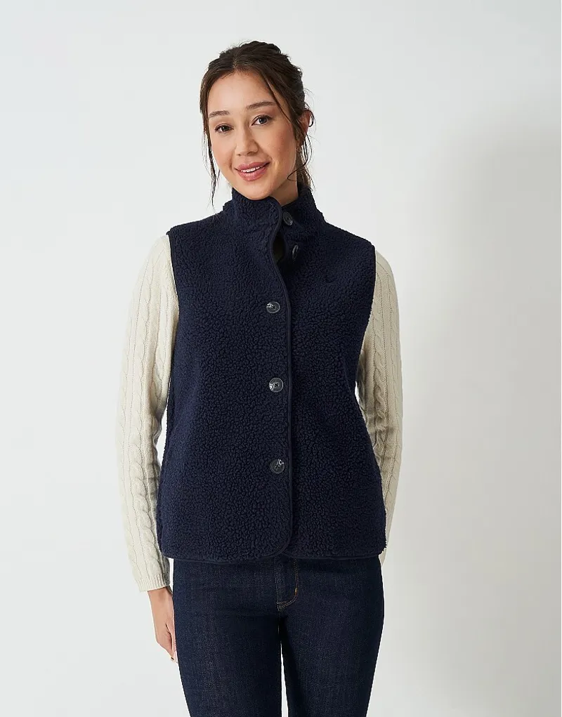 Crew Clothing Borg Gilet in Navy-2