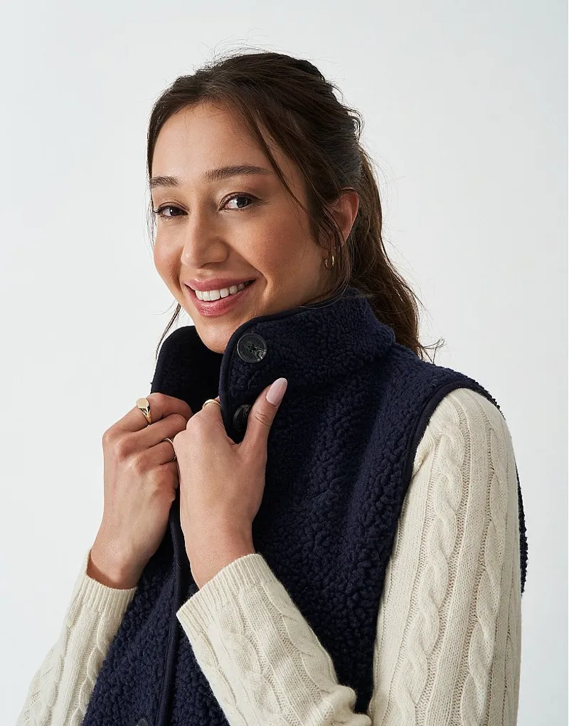 Crew Clothing Borg Gilet in Navy-4