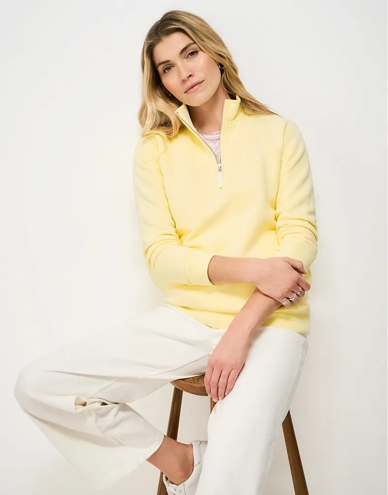 Crew Clothing Half-Zip Sweatshirt in Pastel Yellow-2