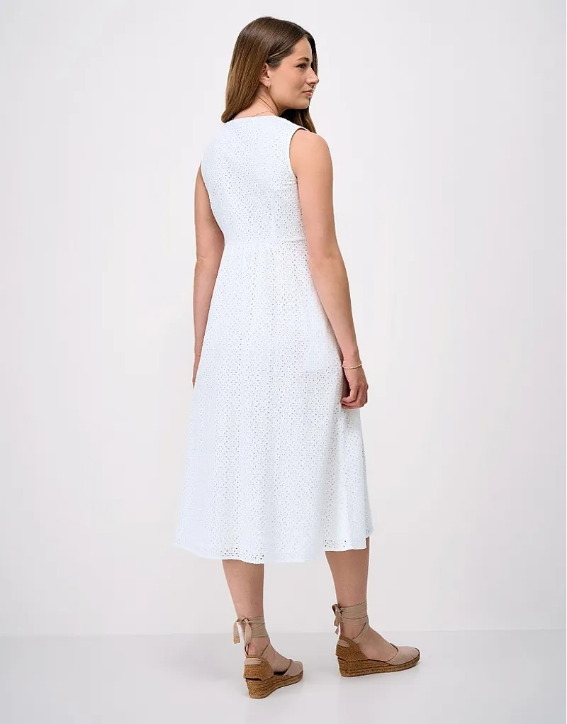 Crew Clothing Thalia Broderie Dress in White-3