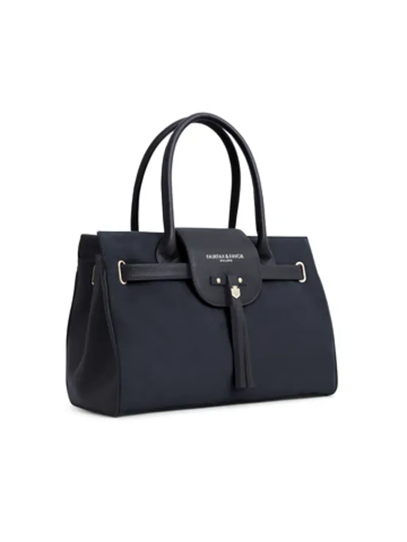 Fairfax and Favor Windsor Leather Suede Handbag Navy-3