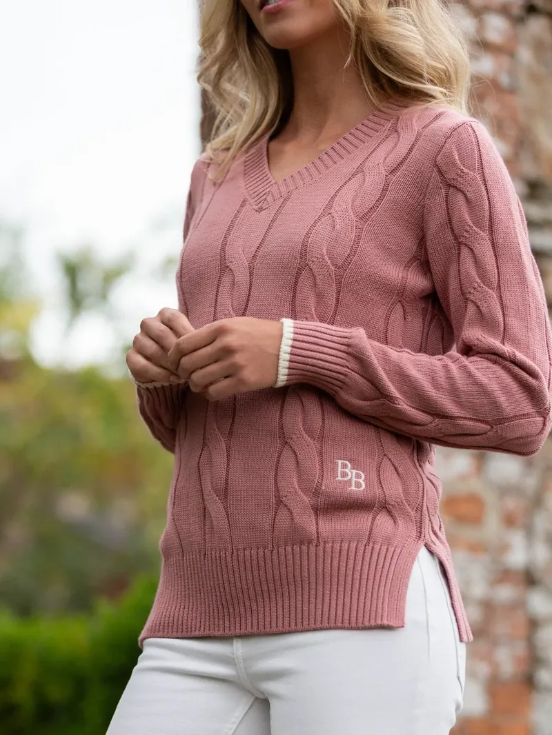 Beaumont and Bear Women's Collaton Cable Knitted Jumper Antique Rose-2