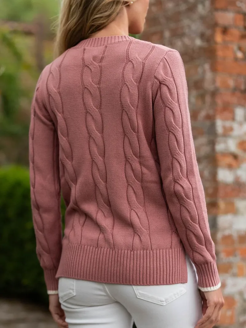 Beaumont and Bear Women's Collaton Cable Knitted Jumper Antique Rose-4