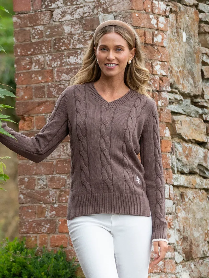 Beaumont and Bear Women's Collaton Cable Knitted Jumper in Otter-1