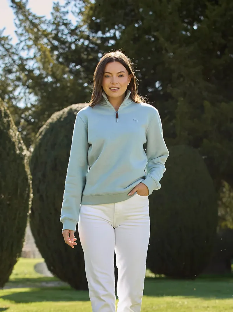 Beaumont and Bear Tuckenhay Limited Edition Unisex Quarter Zip Duck Egg-4