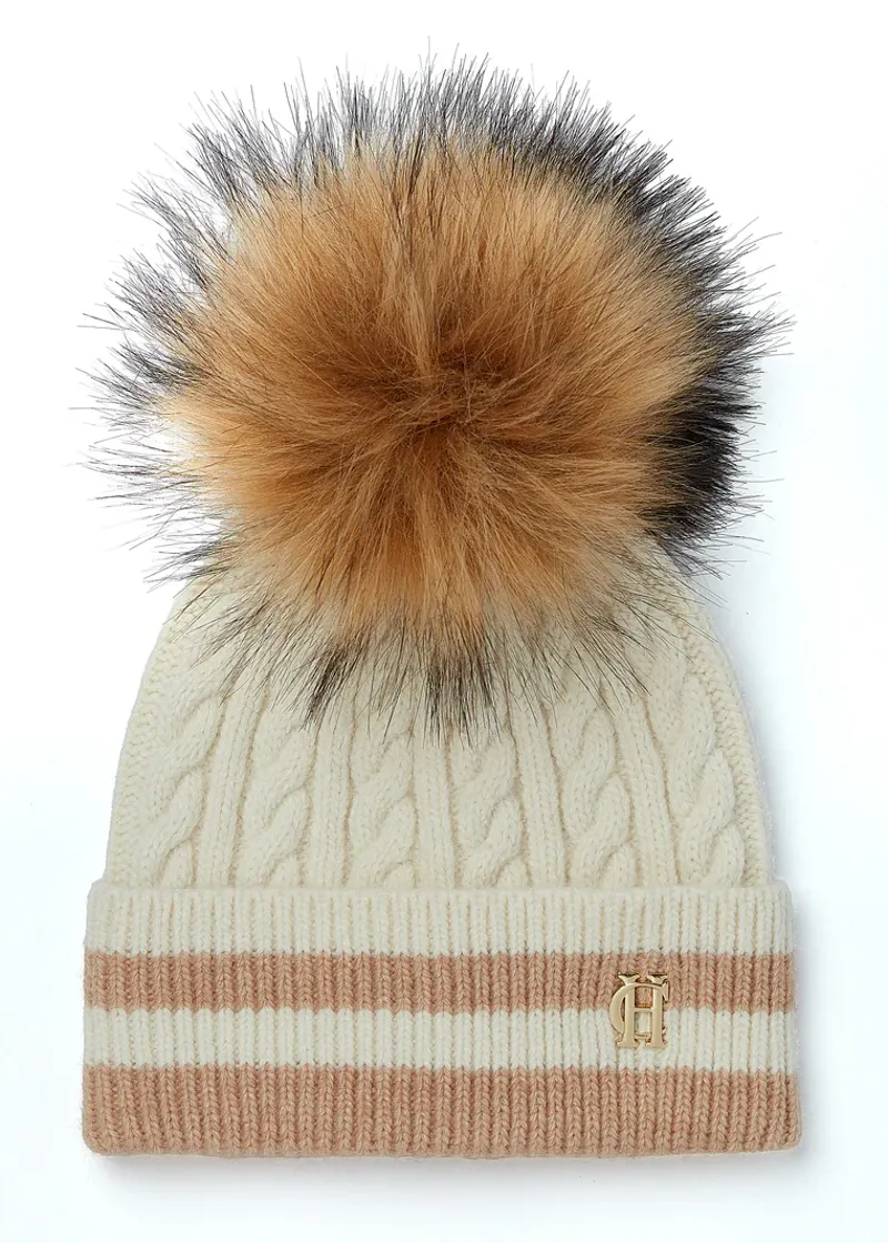 Holland Cooper Zoe Bobble Hat Cream Stripe