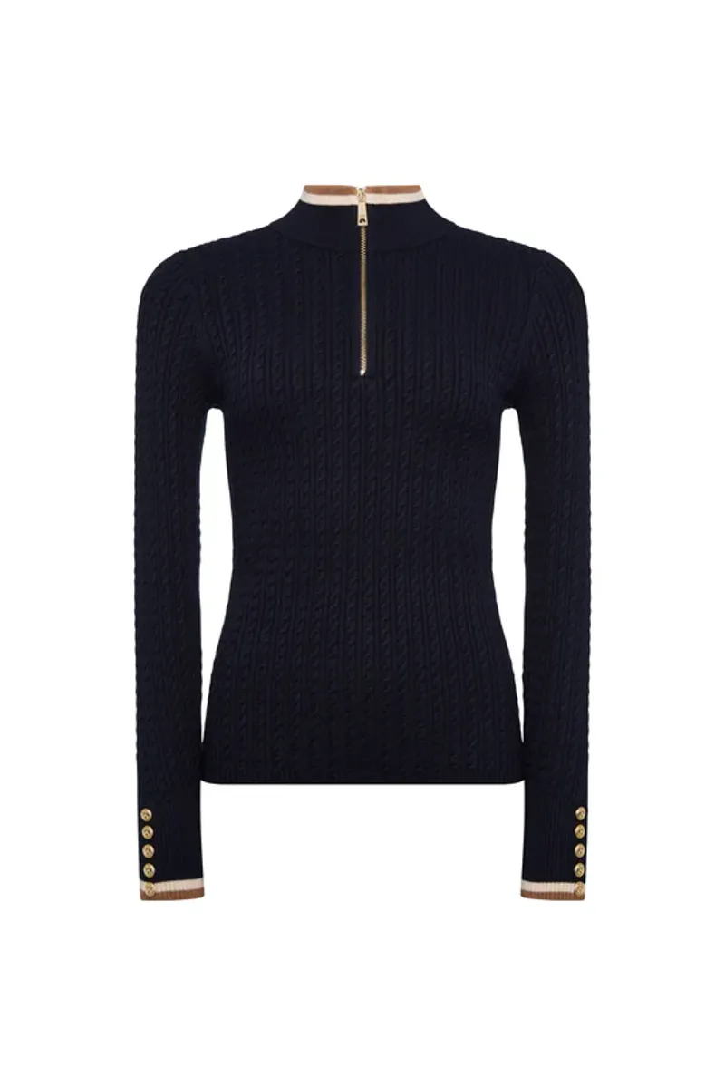 Holland Cooper Zoe Quarter Zip Knit Ink Navy