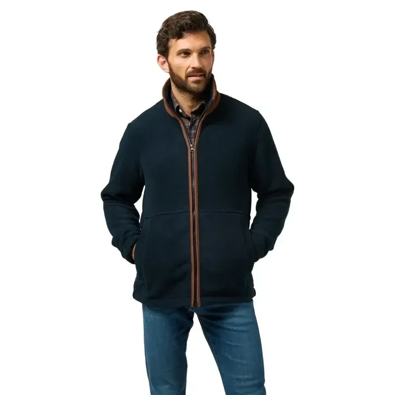Alan Paine Aylsham Windblock Fleece Jacket Men's in Dark Navy-1