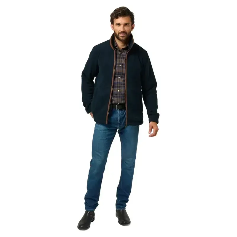 Alan Paine Aylsham Windblock Fleece Jacket Men's in Dark Navy-3