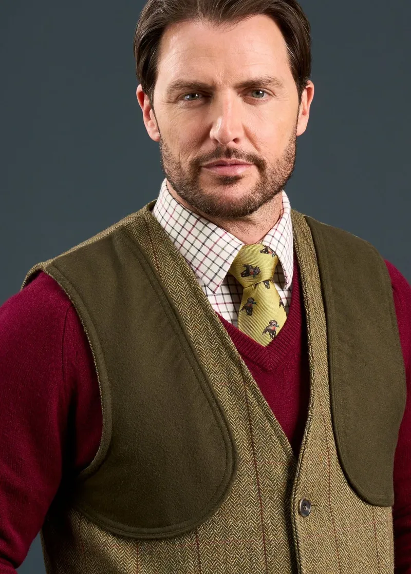 Alan Paine Rutland Men's Tweed Shooting Waistcoat Oak in Oakley-3