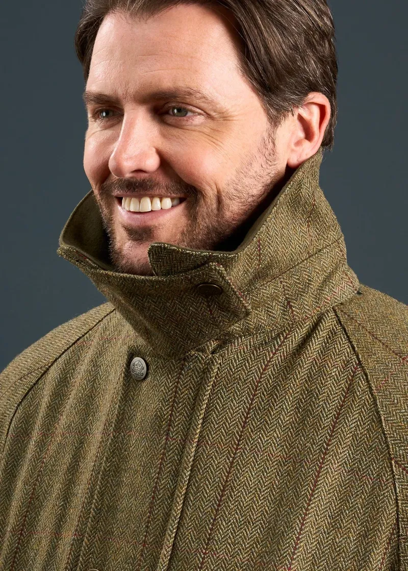 Alan Paine Rutland Men's Tweed Waterproof Shooting Coat in Oak-1