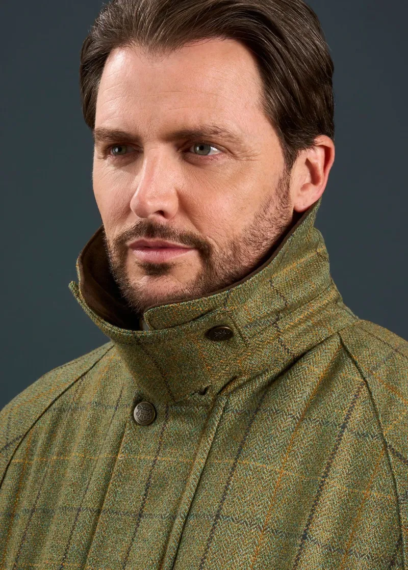 Alan Paine Rutland Men's Tweed Waterproof Shooting Coat Dark Moss-4