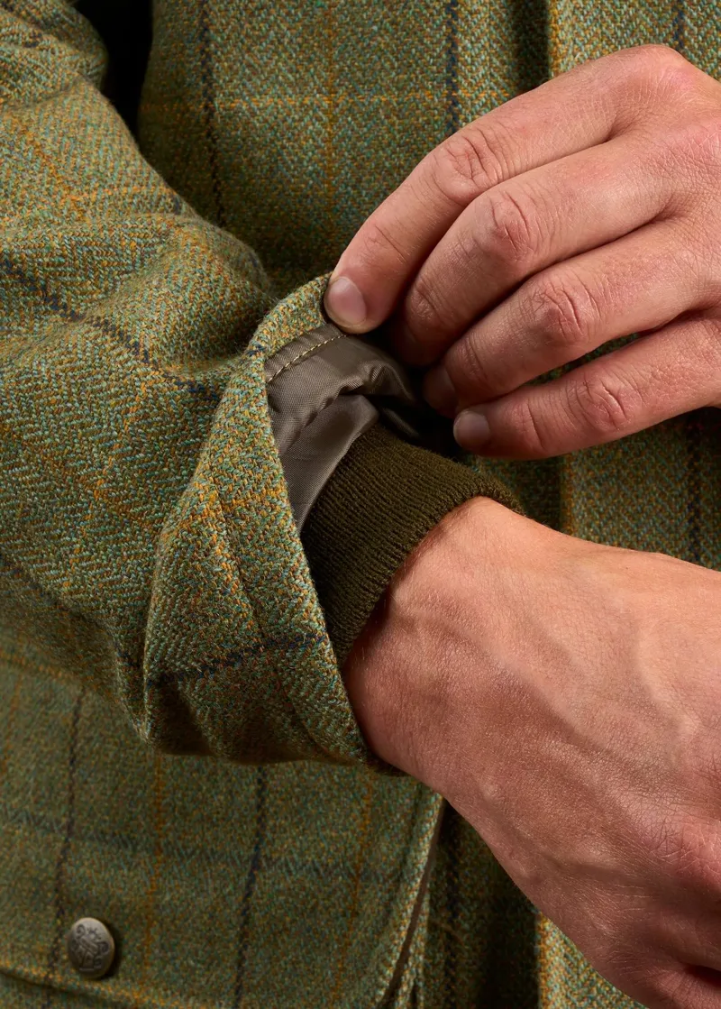 Alan Paine Rutland Men's Tweed Waterproof Shooting Coat Dark Moss-5