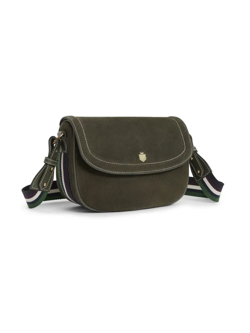 Fairfax and Favor Boston Handbag Moss Green Suede-1