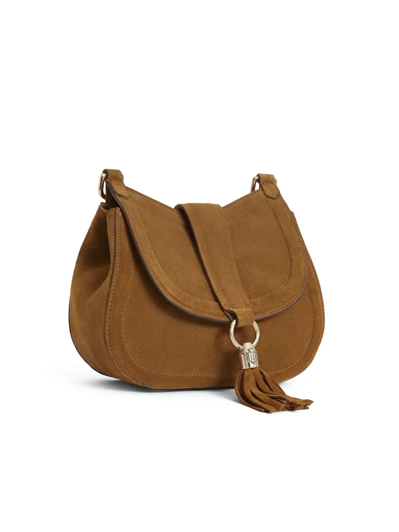 Fairfax and Favor Langham Messenger Bag in Tan Suede-2