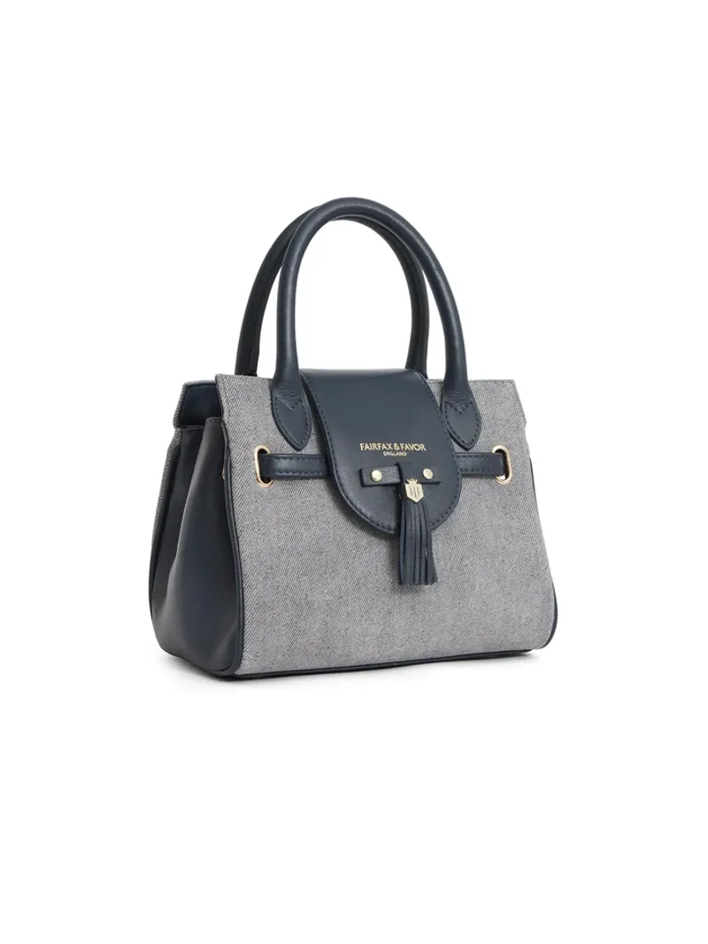 Fairfax and Favor Mini Windsor Handbag Denim Suede-1