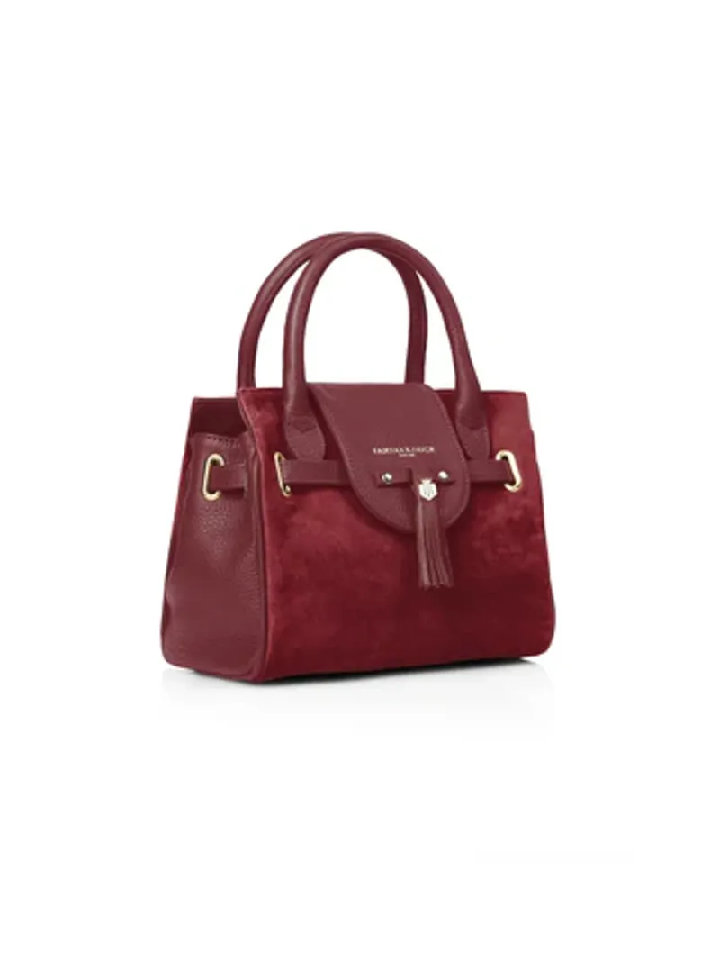 Fairfax and Favor Mini Windsor Handbag Ruby Suede-1