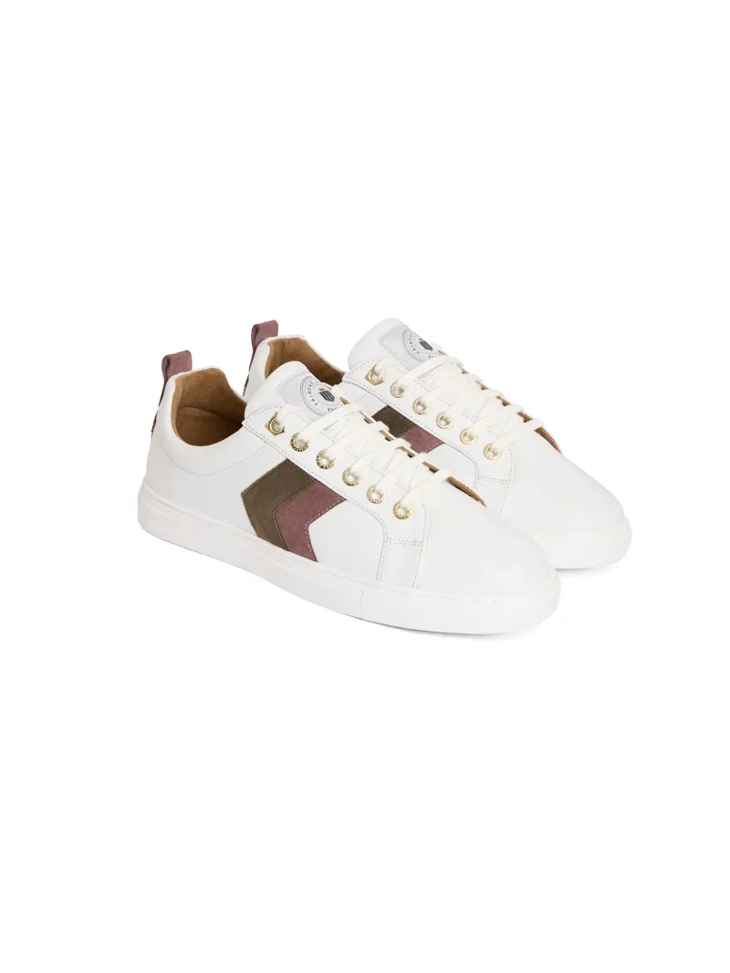 Fairfax and Favor Alexandra Trainer White Leather with Heather/Fog