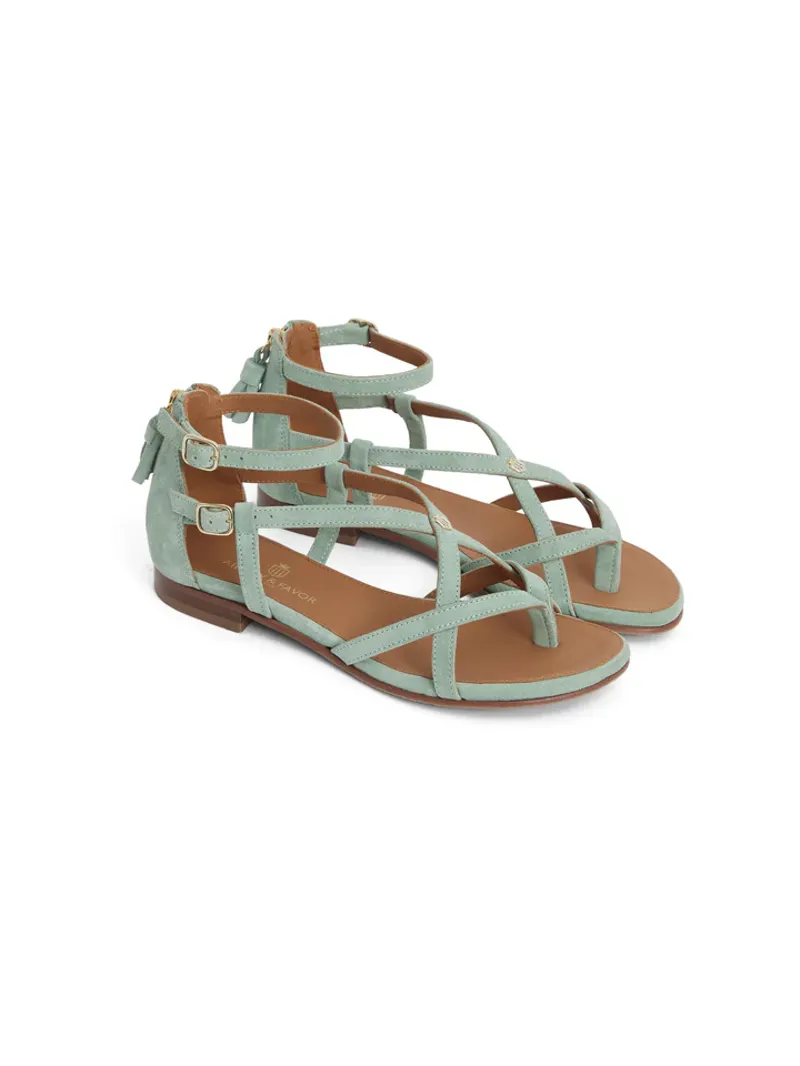 Fairfax and Favor Brancaster Sandal Mint Suede
