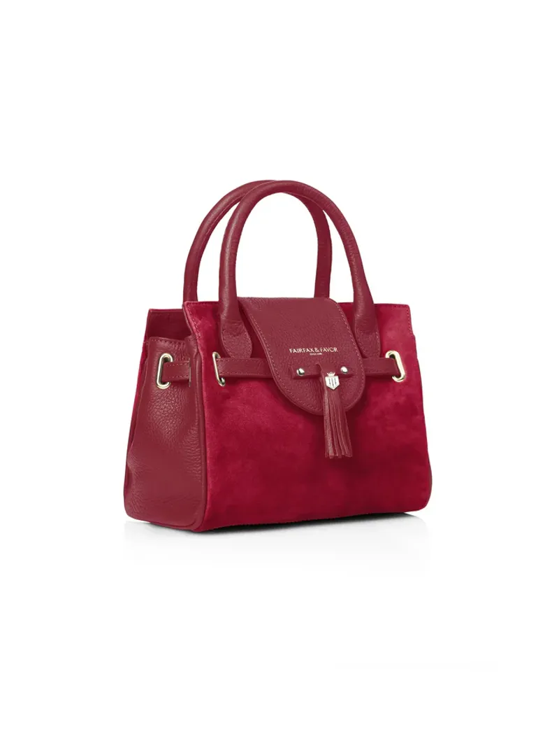 Fairfax and Favor Mini Windsor Handbag Cherry Suede-2