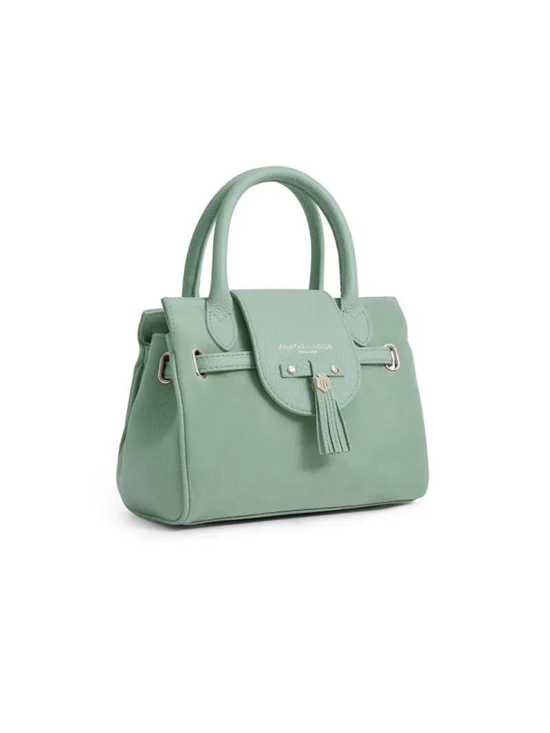 Fairfax and Favor Mini Windsor Handbag Mint Suede-2