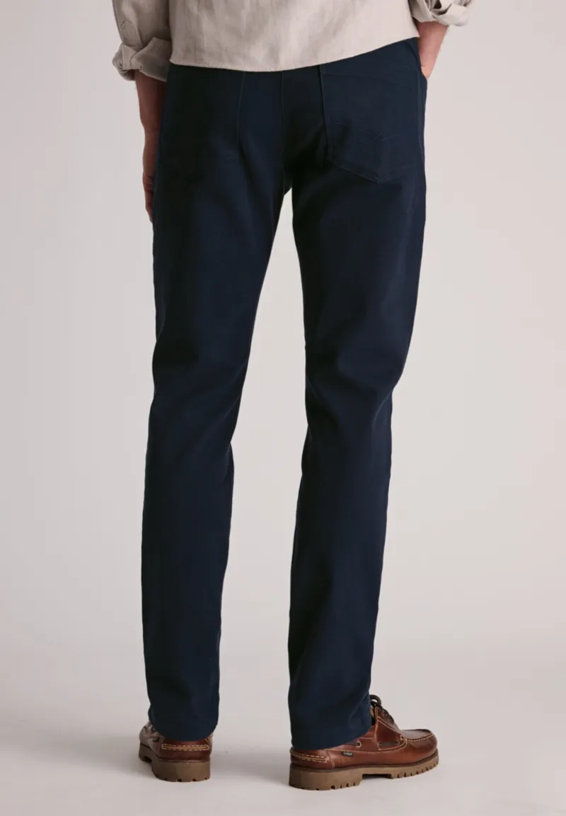 Brook Taverner Regular Fit Fredericks 5 Pocket Italian Twill Stretch Cotton Trousers in Navy-2