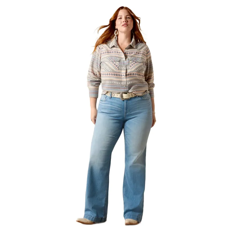 Ariat Arizona Western Snap Shirt in Ombre Blue Southwest-4