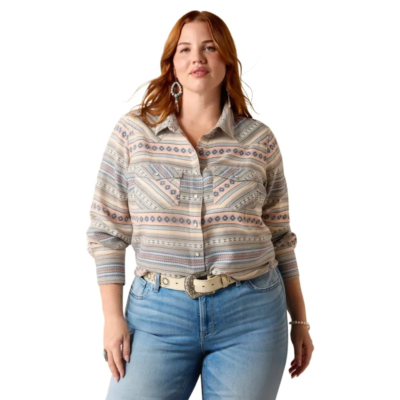 Ariat Arizona Western Snap Shirt in Ombre Blue Southwest-5