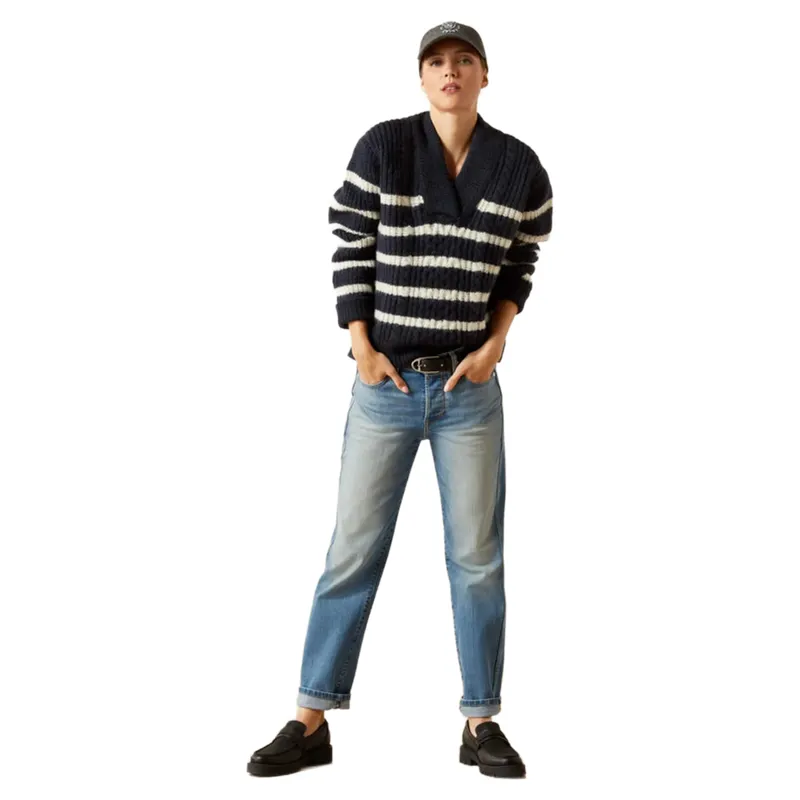 Ariat Arley Sweater Navy Cream Stripe-3