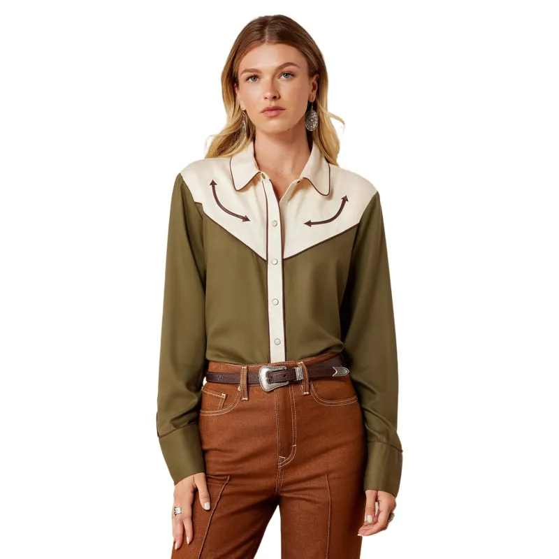 Ariat Bellamy Snap Shirt in Ivy Green/Parchment