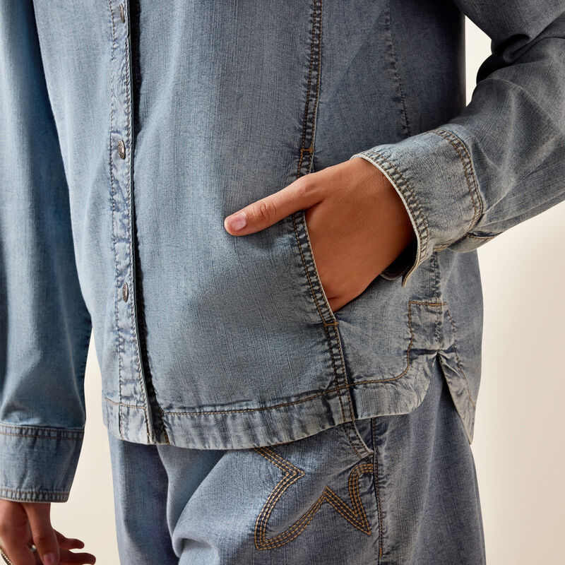 Ariat Bonfire Shirt Jacket Medium in Blue-4