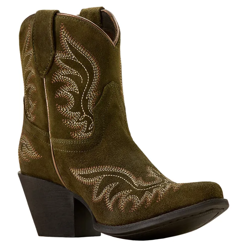 Ariat Chandler X Toe Western Boot Soft Olive Suede-6