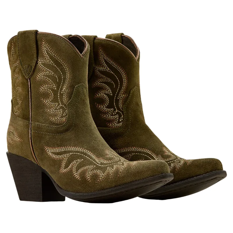 Ariat Chandler X Toe Western Boot Soft Olive Suede