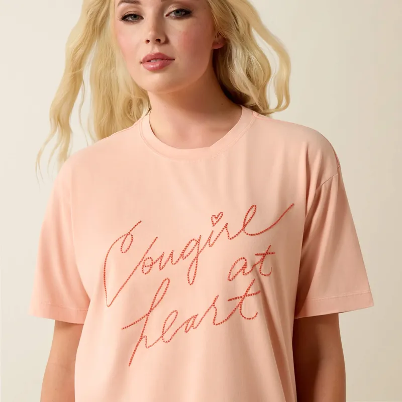 Ariat Cowgirl at Heart T-Shirt in Tropical Peach-3