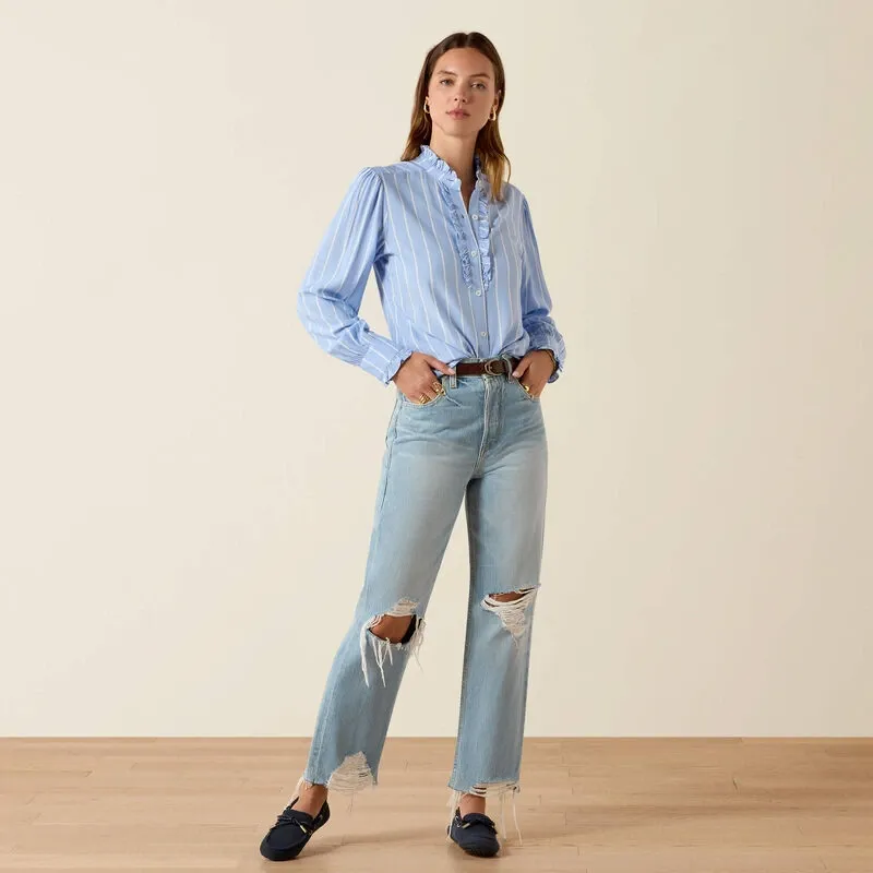 Ariat Cricklade Blouse in Pacific Blue Stripe-2