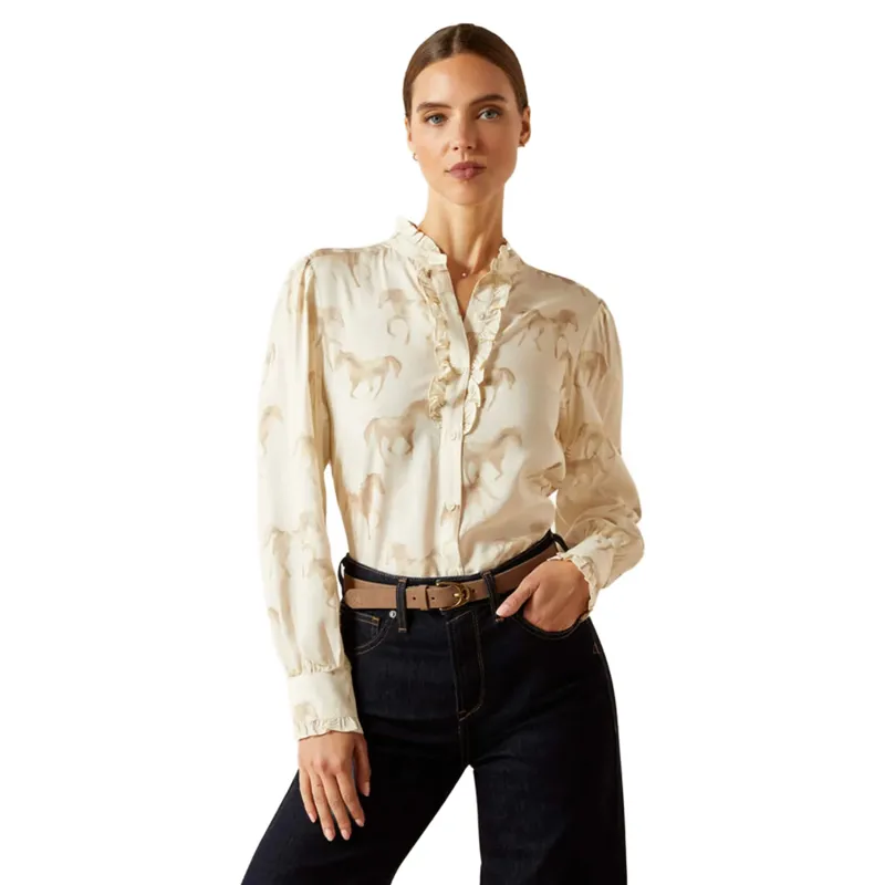 Ariat Cricklade Blouse in Watercolor Horse Print