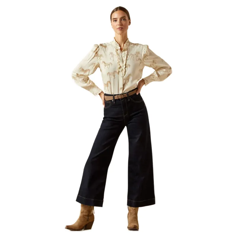 Ariat Cricklade Blouse in Watercolor Horse Print-1