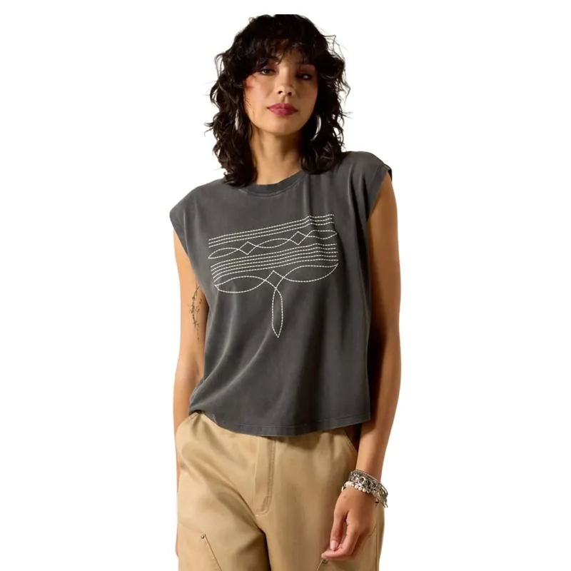 Ariat Dallas Cropped T-Shirt in Charcoal Mineral Wash