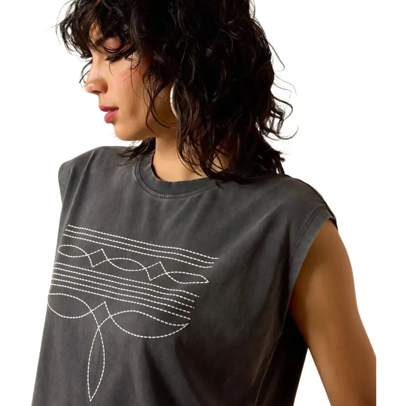 Ariat Dallas Cropped T-Shirt in Charcoal Mineral Wash-3