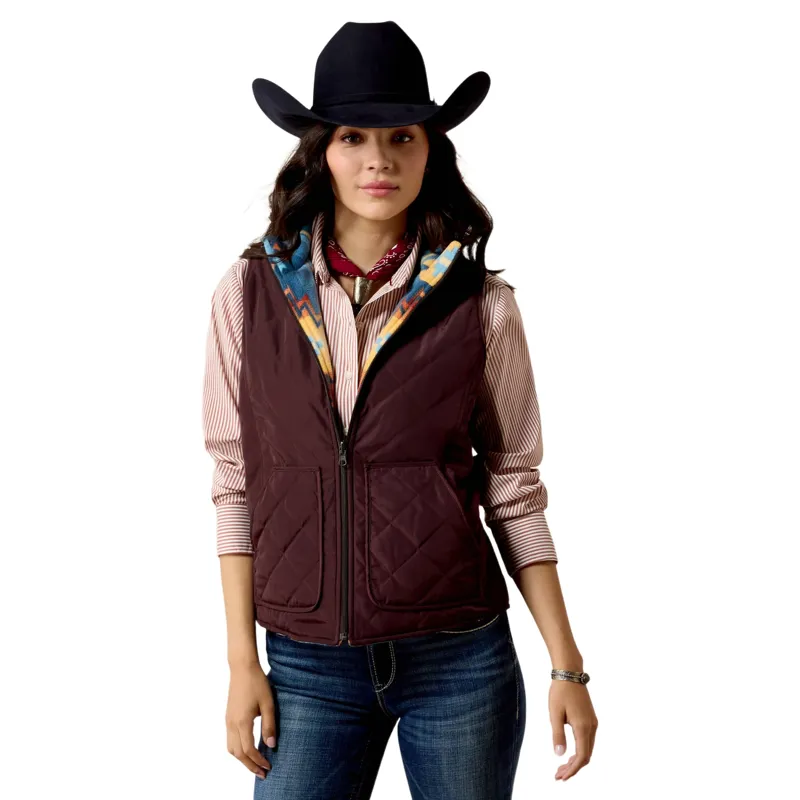 Ariat Dilon 2.0 Reversible Insulated Vest in Choc/Plum/Lakeside